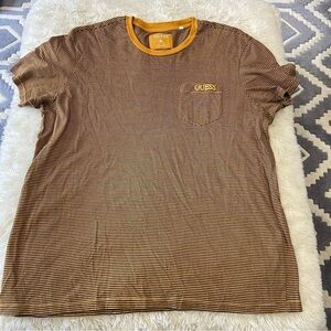Mens guess stripped pocket t shirt sz XL